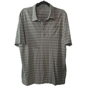 Free Fly Mens Bamboo Polo Shirt XXL Sage Green Striped Performance Short Sleeve